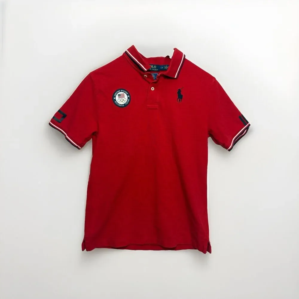 Polo Ralph Lauren Team USA 2016 Olympics Red Polo Shirt Mens L Official